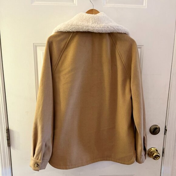 Paper Crane Woman's Tan Farm-House Sherpa Collar Outdoor Jacket Sz Lr - Picture 5 of 9
